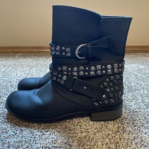 Black studded short boots